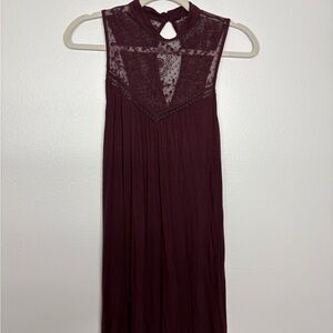 Burgundy Lace high neck  Dress